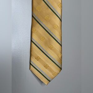 Vintage Gold Silk Crest Tie Preppy Old Money Diagonal Stripe Necktie